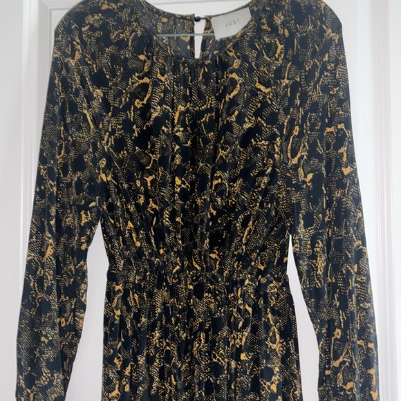 JUST Female Women’s XS Mie Maxi Dress - Black/Gold Snakeskin Print - Picture 2 of 5